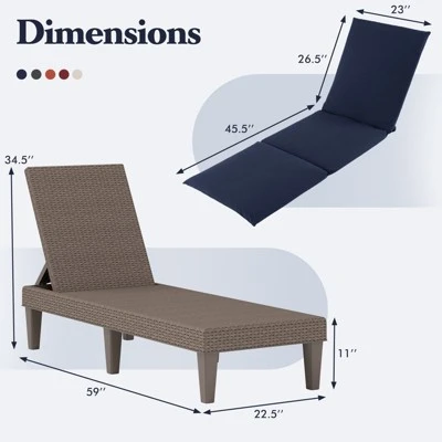 Tangkula 2-Piece Patio Recliner Lounge Chair Set with Navy Blue Cushions 3 Tangkula 2-Piece Patio Recliner Lounge Chair Set with Navy Blue Cushions - Image 3