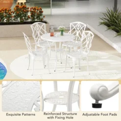 Tangkula 5 Pieces All-Weather Outdoor Cast Aluminum Dining Set Round Dining Table -Tangkula Shop GUEST c7440a27 c8ce 4fa0 877d 464c26934a57