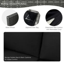 Tangkula 9 PCS Patio Rattan Furniture Set Fire Pit Table Storage Black W/ Cover -Tangkula Shop GUEST c761927a 3d2f 4c0e a0b5 781a6ebda138