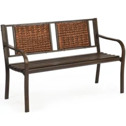 Tangkula Patio Garden Bench - Heavy-Duty Metal Park Chair with Rattan Backrest 9 Tangkula Patio Garden Bench - Heavy-Duty Metal Park Chair with Rattan Backrest -Tangkula Shop GUEST c7621d0a 0511 422a ad49 8ee262f818cd