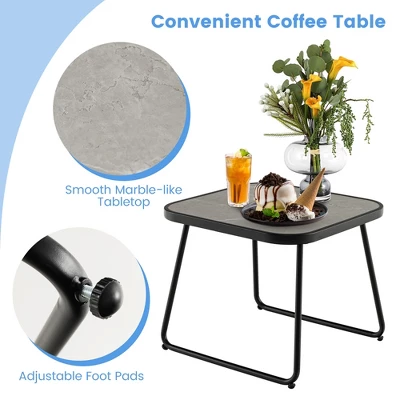 Tangkula 5-Piece Patio Sling Chair Set Folding Lounge Chairs W/ Coffee Table Yard, Poolside 5 Tangkula 5-Piece Patio Sling Chair Set Folding Lounge Chairs W/ Coffee Table Yard, Poolside - Image 5