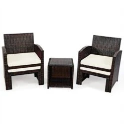 Tangkula 5 PCS Patio Rattan Wicker Furniture Set Chair Coffee Table Kit W/Soft Cushion Ottoman Gray/Turquoise/White/Red -Tangkula Shop GUEST c7a323a5 7c06 40ce 94dc 7129fdd65af2