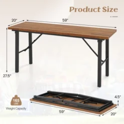 Tangkula 59-Inch Foldable Outdoor Dining Table with Acacia Wood Top 13 Tangkula 59-Inch Foldable Outdoor Dining Table with Acacia Wood Top -Tangkula Shop GUEST c7bfae7e 4d04 42c7 8cc1 830f64373a12