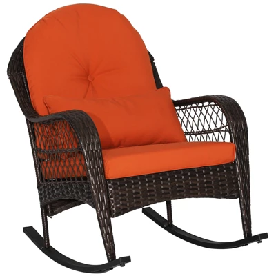 Tangkula Patio Garden Wicker Rattan Rocking Chair Furniture W/ Cushion 6 Tangkula Patio Garden Wicker Rattan Rocking Chair Furniture W/ Cushion - Image 6