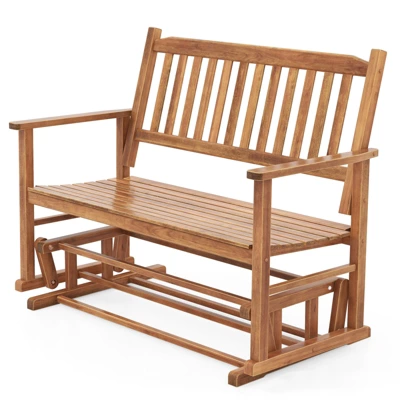 Tangkula Patio Glider Loveseat Chair Swing Rocking Bench W/ Curved Backrest & Slatted Seat 10 Tangkula Patio Glider Loveseat Chair Swing Rocking Bench W/ Curved Backrest & Slatted Seat - Image 10