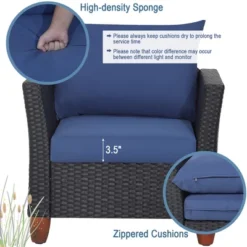 Tangkula 3-Piece Patio Rattan Conversation Set with Navy Cushions and Acacia Wood Accents 8 Tangkula 3-Piece Patio Rattan Conversation Set with Navy Cushions and Acacia Wood Accents -Tangkula Shop GUEST c80287c9 390c 4e63 b26b b0b008a14403