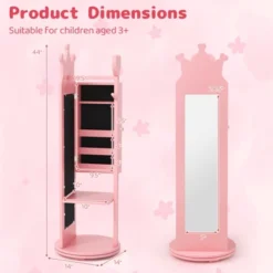 Tangkula Kids Jewelry Cabinet Standing Children Jewelry Organizer W/ Full-Length Mirror -Tangkula Shop GUEST c80f27ec 2784 4d1a a7dc adde25819a42