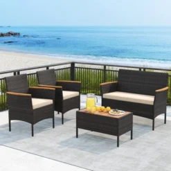 Tangkula 8 Piece Outdoor Patio Rattan Furniture Set with Acacia Wood -Tangkula Shop GUEST c83d5275 0323 405d 8f66 ecc6de2072b9