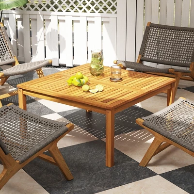 Tangkula Outdoor Coffee Table W/ Slatted Tabletop Small Outside Table Square Patio Table 1 Tangkula Outdoor Coffee Table W/ Slatted Tabletop Small Outside Table Square Patio Table