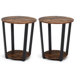 Tangkula 2 PCS 2-Tier Industrial Round End Table Metal Sofa Side Table With Storage Shelf 19 Tangkula 2 PCS 2-Tier Industrial Round End Table Metal Sofa Side Table With Storage Shelf -Tangkula Shop GUEST c8823737 dc72 456c 875b e743898413a2