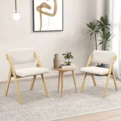 Tangkula Set Of 4 Dining Chairs Folding Kitchen Chair W/ Rubber Wood Legs Padded Seat -Tangkula Shop GUEST c890da74 aab8 40b7 9814 10769cbc6cd4