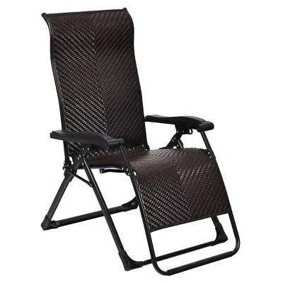 Tangkula Patio Rattan Wicker Recliner Chair Zero Gravity Folding Chaise Lounger 9 Tangkula Patio Rattan Wicker Recliner Chair Zero Gravity Folding Chaise Lounger - Image 9