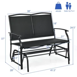 Tangkula 2 Person Swing Glider Bench Patio Rocking Lounge Chair W/Steel Frame For Garden Backyard Balcony Gray/Black 10 Tangkula 2 Person Swing Glider Bench Patio Rocking Lounge Chair W/Steel Frame For Garden Backyard Balcony Gray/Black -Tangkula Shop GUEST c8a20595 8e39 48d4 ba4a eff73d6bce6b