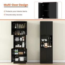 Tangkula Kitchen Pantry Cabinet 75” Tall Freestanding Cupboard With Doors & Shelves Safety Hinges & Anti-tipping Devices Black/White -Tangkula Shop GUEST c8cb335f 741a 4d07 97bc ddc56c092b0d
