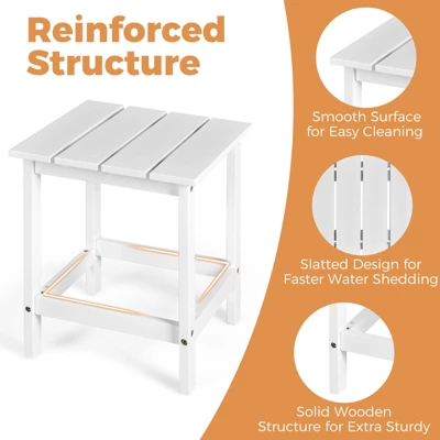 Tangkula 15" Outdoor Square Side Table, Solid Fir Wood Patio End Table 3 Tangkula 15" Outdoor Square Side Table, Solid Fir Wood Patio End Table - Image 3