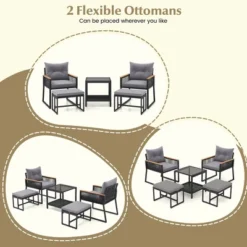 Tangkula 5 Piece Patio Conversation Set PE Rattan Wicker Chairs W/ 2 Ottomans Soft Cushions -Tangkula Shop GUEST c8efc67a ae8b 43fc a8d4 3f8eabb112ae