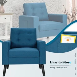 Tangkula Modern Armrest Accent Single Sofa Upholstered Living Room Chair With 2 Side Pockets Beige -Tangkula Shop GUEST c923af9c 4735 485b 98e1 1fd33d185c18