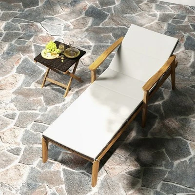 Tangkula Outdoor Chaise Lounge Chair W/ Armrests & 4-Level Backrest Adjustment 1 Tangkula Outdoor Chaise Lounge Chair W/ Armrests & 4-Level Backrest Adjustment