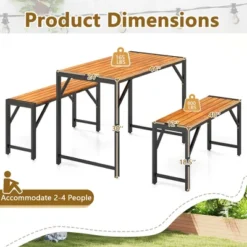 Tangkula 3-Piece Outdoor Dining Set with Acacia Wood Table and 2 Benches -Tangkula Shop GUEST c97b33f2 8088 48b0 9f51 65c9ede1a140