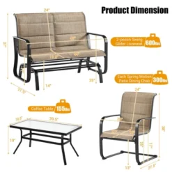 Tangkula 4PCS Patio Conversation Set Cotton Padded Furniture Set W/ Swing Glider Loveseat 12 Tangkula 4PCS Patio Conversation Set Cotton Padded Furniture Set W/ Swing Glider Loveseat -Tangkula Shop GUEST c990497b 7018 4442 94dc a565d9ca79dc