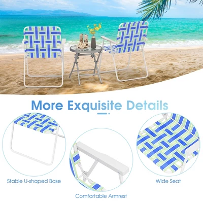 Tangkula 2-Piece Lightweight Folding Webbing Beach and Lawn Chairs - Blue 6 Tangkula 2-Piece Lightweight Folding Webbing Beach and Lawn Chairs - Blue - Image 6