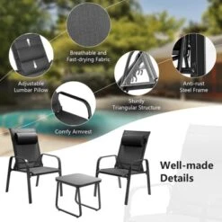 Tangkula 3-Piece Outdoor Bistro Set with Adjustable Reclining Chairs & Tempered Glass Table -Tangkula Shop GUEST c9a0ffe9 eb4b 4a09 92f7 c06aa44b0dd2