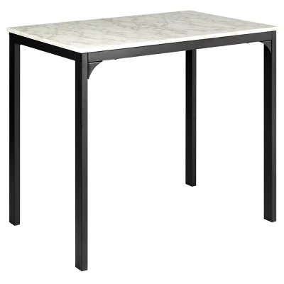 Tangkula 3 Pieces Counter Height Table Set 2 Chairs Bar Dining Room Faux Marble 4 Tangkula 3 Pieces Counter Height Table Set 2 Chairs Bar Dining Room Faux Marble - Image 4