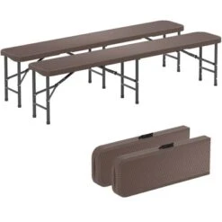 Tangkula Set of 2 6FT Portable Folding Benches - Durable Rattan-Like HDPE -Tangkula Shop GUEST c9dcd3fb 1101 4719 ab8e 4771ad87c852