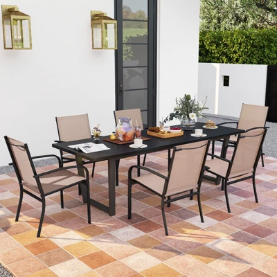 Tangkula Set of 4 Outdoor Dining Chairs with Breathable Fabric & Armrests 3 Tangkula Set of 4 Outdoor Dining Chairs with Breathable Fabric & Armrests - Image 3