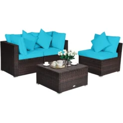 Tangkula 4-Piece Outdoor Rattan Sectional Sofa Set with Ottoman -Tangkula Shop GUEST ca4100b0 a8c0 44bc 9122 b6e17a1c66b5