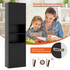 Tangkula Kitchen Pantry Cabinet 75” Tall Freestanding Cupboard With Doors & Shelves Safety Hinges & Anti-tipping Devices Black/White -Tangkula Shop GUEST ca4a5424 4591 47d9 a8ac 584c86f22e10