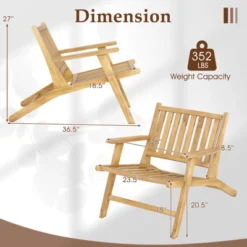 Tangkula 4-Piece Teak Wood Outdoor Reclining Chair Set with Armrests -Tangkula Shop GUEST ca5ed59c 7c83 425a aee8 c2fdee850e08 2