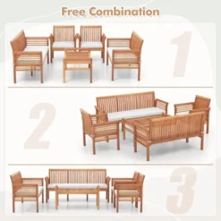 Tangkula 5 Pieces Acacia Wood Patio Conversation Set Outdoor Furniture Sofa Set With Removable Seat Cushions Sectional Sofa & Table Set -Tangkula Shop GUEST ca5f7a3a 897f 440f b189 e69588d91119