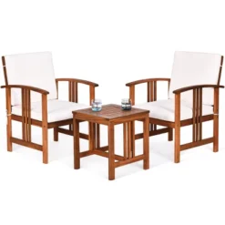 Tangkula 3-Piece Outdoor Acacia Wood Sectional Conversation Sofa Set With Cushions -Tangkula Shop GUEST cade179f 1486 4892 a076 6f704e17970c