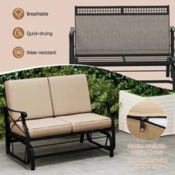Tangkula 2-Person Outdoor Glider Rocking Chair Loveseat with Extra Thick Cushions -Tangkula Shop GUEST cae670f2 5ab8 4149 978b bf5c22742973