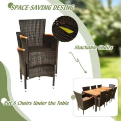 Tangkula 9PCS Rattan Patio Dining Set W/ 8 Stackable Cushioned Chairs Wooden Tabletop 15 Tangkula 9PCS Rattan Patio Dining Set W/ 8 Stackable Cushioned Chairs Wooden Tabletop -Tangkula Shop GUEST caf56598 1497 4a86 99db d6160a7034a0