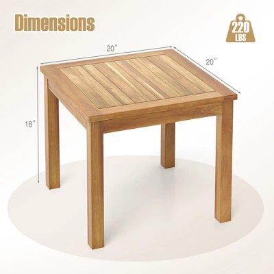Tangkula Outdoor Square Teak Wood End Table Coffee Table For Porch Deck Garden Patio 8 Tangkula Outdoor Square Teak Wood End Table Coffee Table For Porch Deck Garden Patio - Image 8