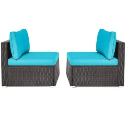 Tangkula 2-Piece Outdoor Wicker Rattan Sectional Armless Sofa Chair With Cushions -Tangkula Shop GUEST cb6018cb eedc 41b6 89bd 274ee6f7b037