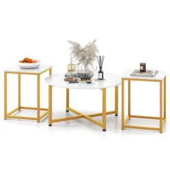 Tangkula Round Nesting Table Set Of 3 Modern / Farmhouse Coffee Table W/2 End Tables 19 Tangkula Round Nesting Table Set Of 3 Modern / Farmhouse Coffee Table W/2 End Tables -Tangkula Shop GUEST cba74d09 de81 475b 9428 b2888ff3f917