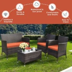 Tangkula 4-Piece Patio Rattan Furniture Set with Orange Cushions 18 Tangkula 4-Piece Patio Rattan Furniture Set with Orange Cushions -Tangkula Shop GUEST cbad554a 3399 460e bffe 60af6936dbb1