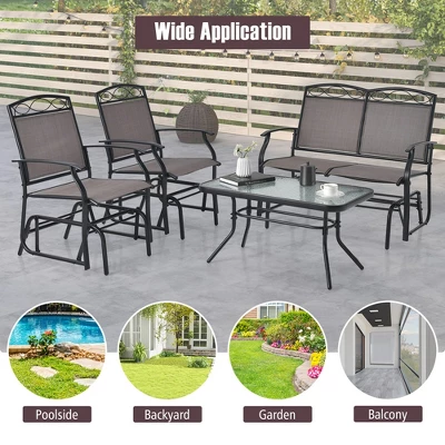 Tangkula 4PCS Outdoor Glider Chair & Table Set Patio Conversation Furniture Set 9 Tangkula 4PCS Outdoor Glider Chair & Table Set Patio Conversation Furniture Set - Image 9