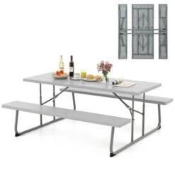 Tangkula Folding Picnic Table W/ 2 Benches 6 FT Camping Table Set W/ All-Weather HDPE Tabletop Grey 19 Tangkula Folding Picnic Table W/ 2 Benches 6 FT Camping Table Set W/ All-Weather HDPE Tabletop Grey -Tangkula Shop GUEST cbf579ac a874 4a44 bead 1201a5ae8a9e