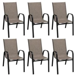 Tangkula 7PCS Patio Dining Furniture Set W/ 6 Stackable Armchairs & Umbrella Hole -Tangkula Shop GUEST ccc2666d 62dd 42b8 a17f 7202d3d783b1