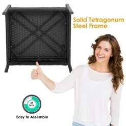 Tangkula Patio Rattan 4PCS Cushioned Chair Side Table Set Bistro Set Classic Furniture Single Sofa Thick Cushion Loveseat For Garden Black/Grey 10 Tangkula Patio Rattan 4PCS Cushioned Chair Side Table Set Bistro Set Classic Furniture Single Sofa Thick Cushion Loveseat For Garden Black/Grey -Tangkula Shop GUEST cd388bea 330b 4717 b675 f95717ba294e