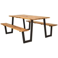 Tangkula 70-Inch Acacia Wood Outdoor Picnic Table and Bench Set with Umbrella Hole -Tangkula Shop GUEST cd42ffef ee84 409c b957 19501c6a227f