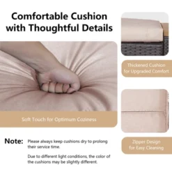 Tangkula Outdoor PE Wicker Ottoman Set Of 2 Patio Rattan Footrest Seat With Soft Cushions & Curved Acacia Wood Handles Beige/Navy Blue/Red/Off White -Tangkula Shop GUEST cd5ddb45 e789 4c41 8554 5f7dfe71613f