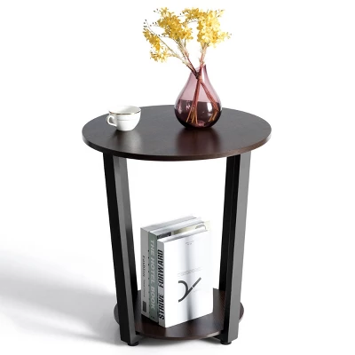 Tangkula 2-Tier Industrial Round End Table Metal Sofa Side Table W/ Storage Shelf 9 Tangkula 2-Tier Industrial Round End Table Metal Sofa Side Table W/ Storage Shelf - Image 9