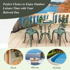 Tangkula Rose Design Bistro Set Antique Aluminum Bench Patio Garden Chair For Outdoor Green -Tangkula Shop GUEST cd9ac8d0 3304 4051 8147 e789c236841d