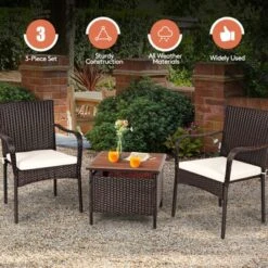 Tangkula 3-Piece Patio Bistro Set with Acacia Wood Coffee Table & Umbrella Hole 14 Tangkula 3-Piece Patio Bistro Set with Acacia Wood Coffee Table & Umbrella Hole -Tangkula Shop GUEST cdb5955e 68cb 47c7 9f8b bfdc3bd0fc05