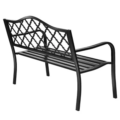 Tangkula Outdoor Chair Garden Patio Bench Cast Iron Frame Black 3 Tangkula Outdoor Chair Garden Patio Bench Cast Iron Frame Black - Image 3